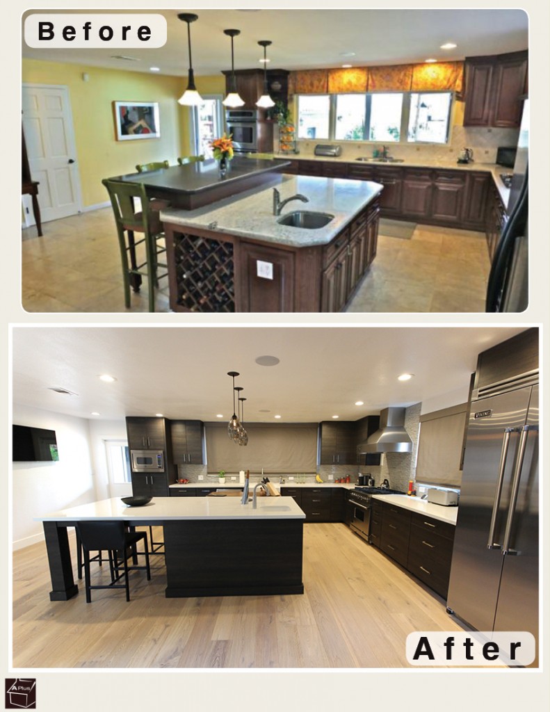 Long Beach Black Contemporary Modern L-Shaped Kitchen and Bathroom Remodel with Custom Sophia Line Cabinets