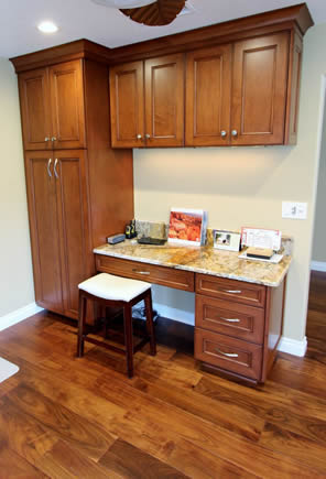 Custom working station study desk in a kitchen remodel & design of orange county california