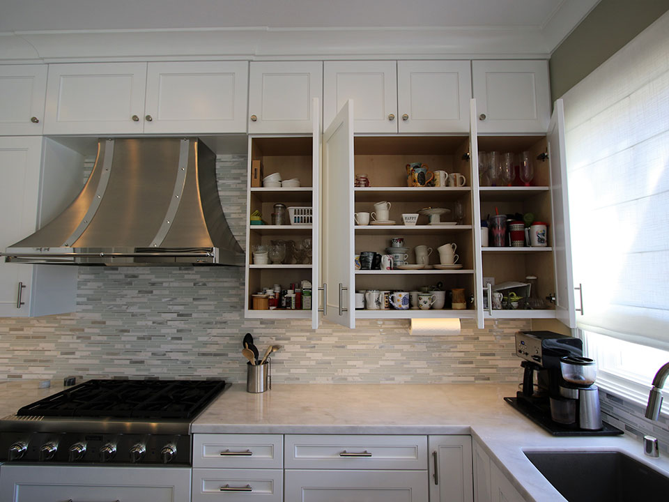 Thermador Dual Range with Mini Herringbone Tile Backsplash - Transitional -  Kitchen