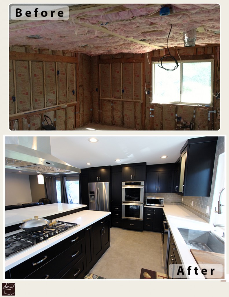 Anaheim Hills Transitional Black and Stainless Steel L-Shaped Kitchen Remodel