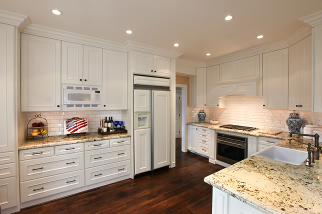 White Kitchen with custom white cabinets in orange county