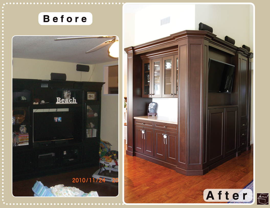 This is photo of before & after of a home remodel done in City of mission Viejo