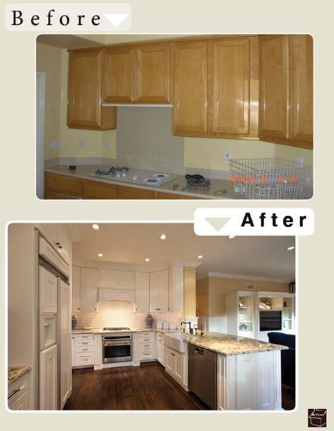 Transtional Kitchen Cabinets Newport Beach before after